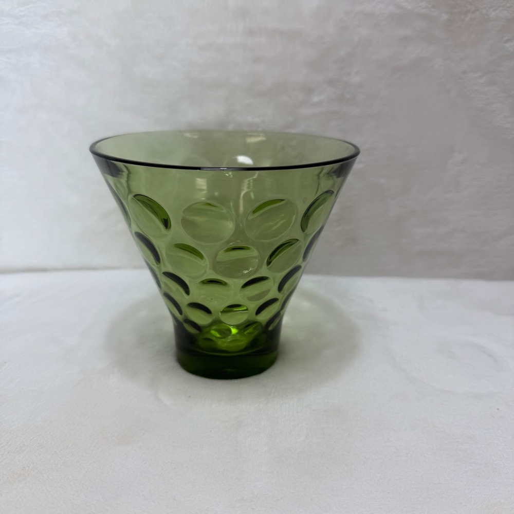 VTG Hazel Atlas Avocado Green Dot El Dorado Candy Dish Thumbprint MCM‎